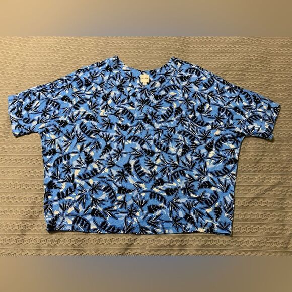 Nic + Zoe Coastal Vines Black & Blue Dolman Sleeve Top XXL #546 - Picture 2 of 8